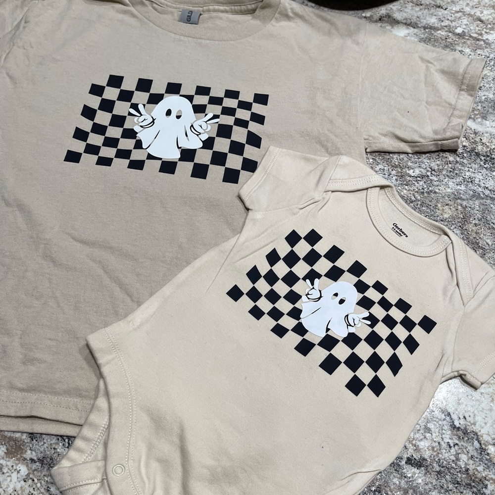 HANDCRAFTED Kids Retro Style Ghost Halloween Shirt